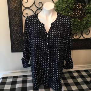 Ladies navy and white blouse size xl